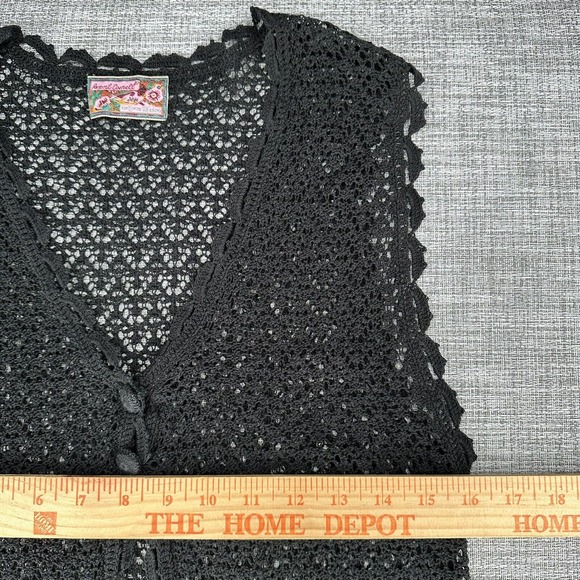 April Cornell Crochet Vest Womens Small Black Midi Cotton‎ Blend - Picture 7 of 9